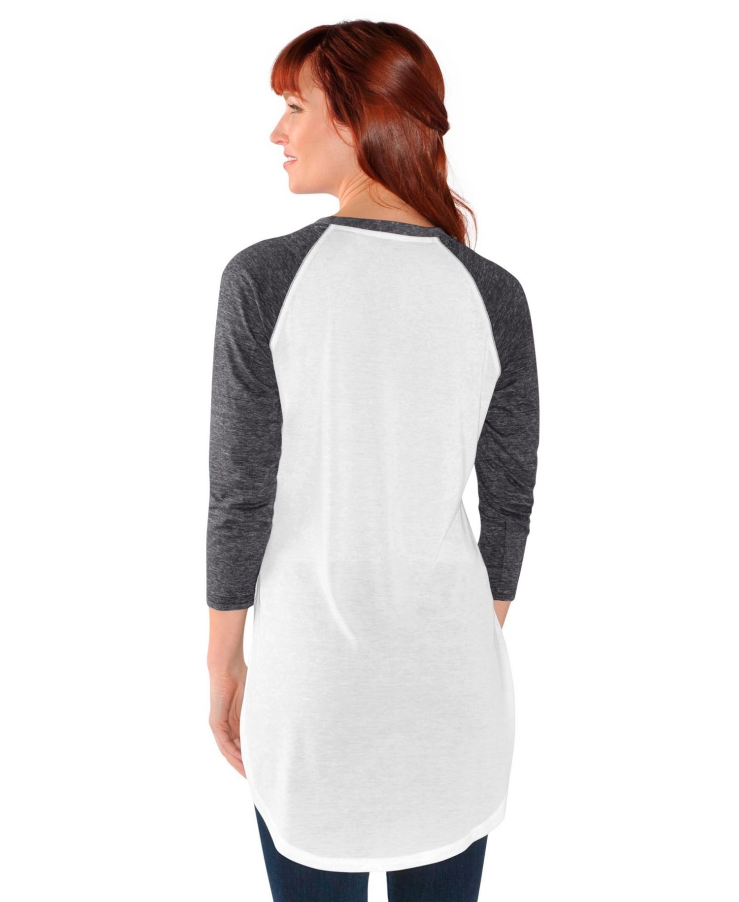 Women's White/Heather Charcoal New York Knicks All-Star Raglan 3/4-Sleeve T-Shirt