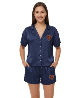 Women's Navy Chicago Bears Wink Dot Satin Jacquard Sleep Set