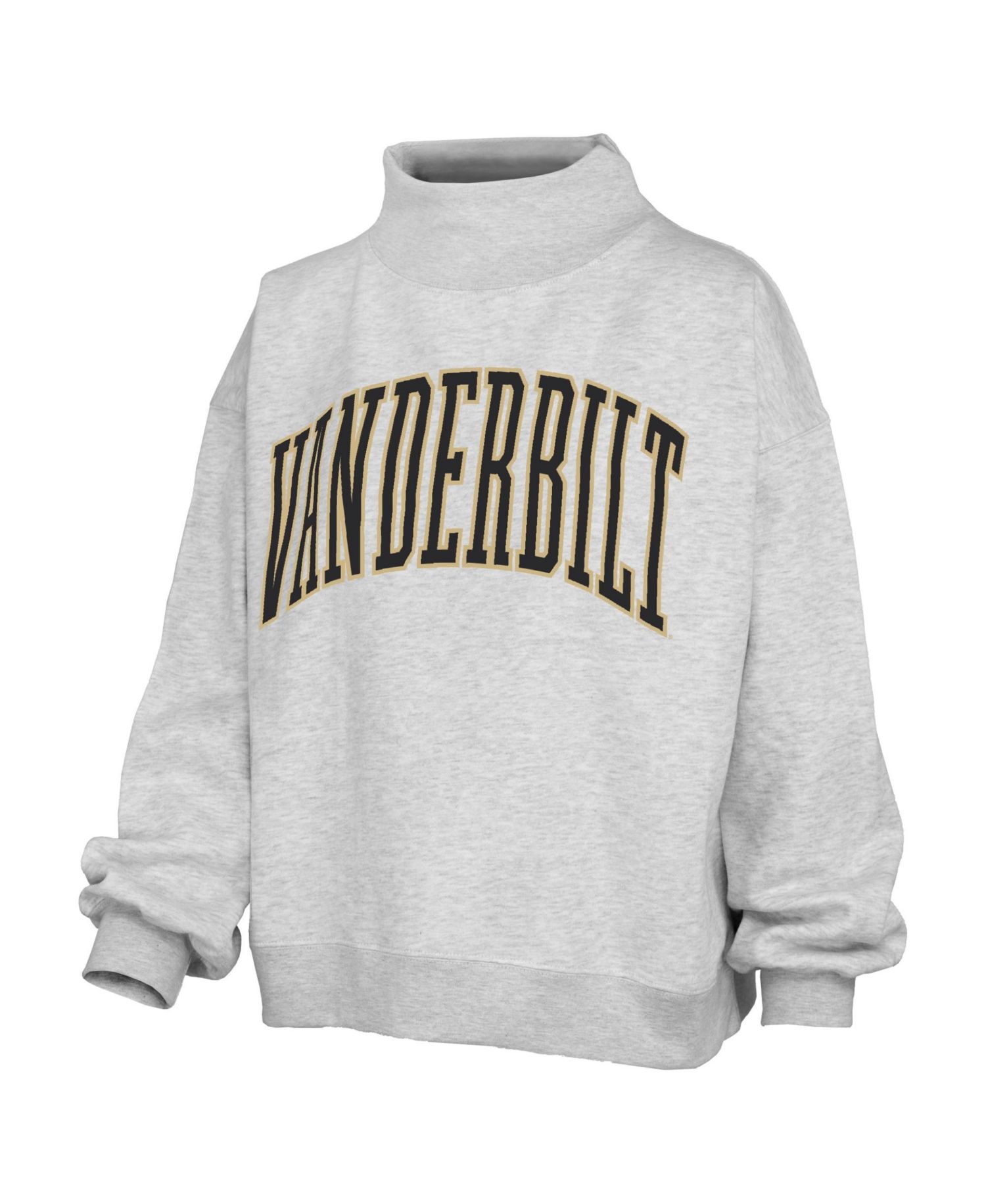Women's Gray Vanderbilt Commodores Oversized Nelson Mock Neck Sweatshirt