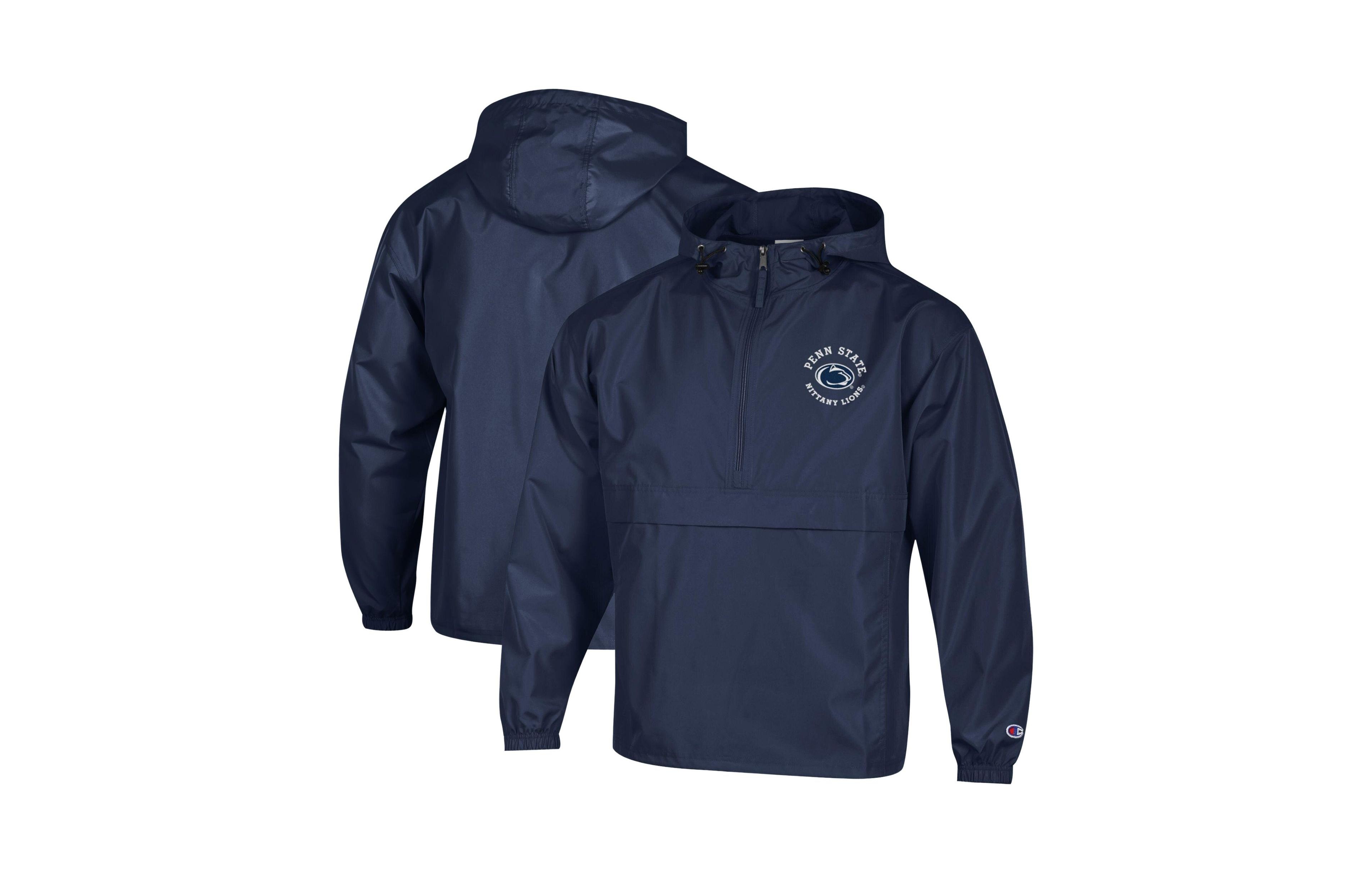 Champion Men's Navy Penn State Nittany Lions Packable Hooded Windbreaker Half-Zip Jacket