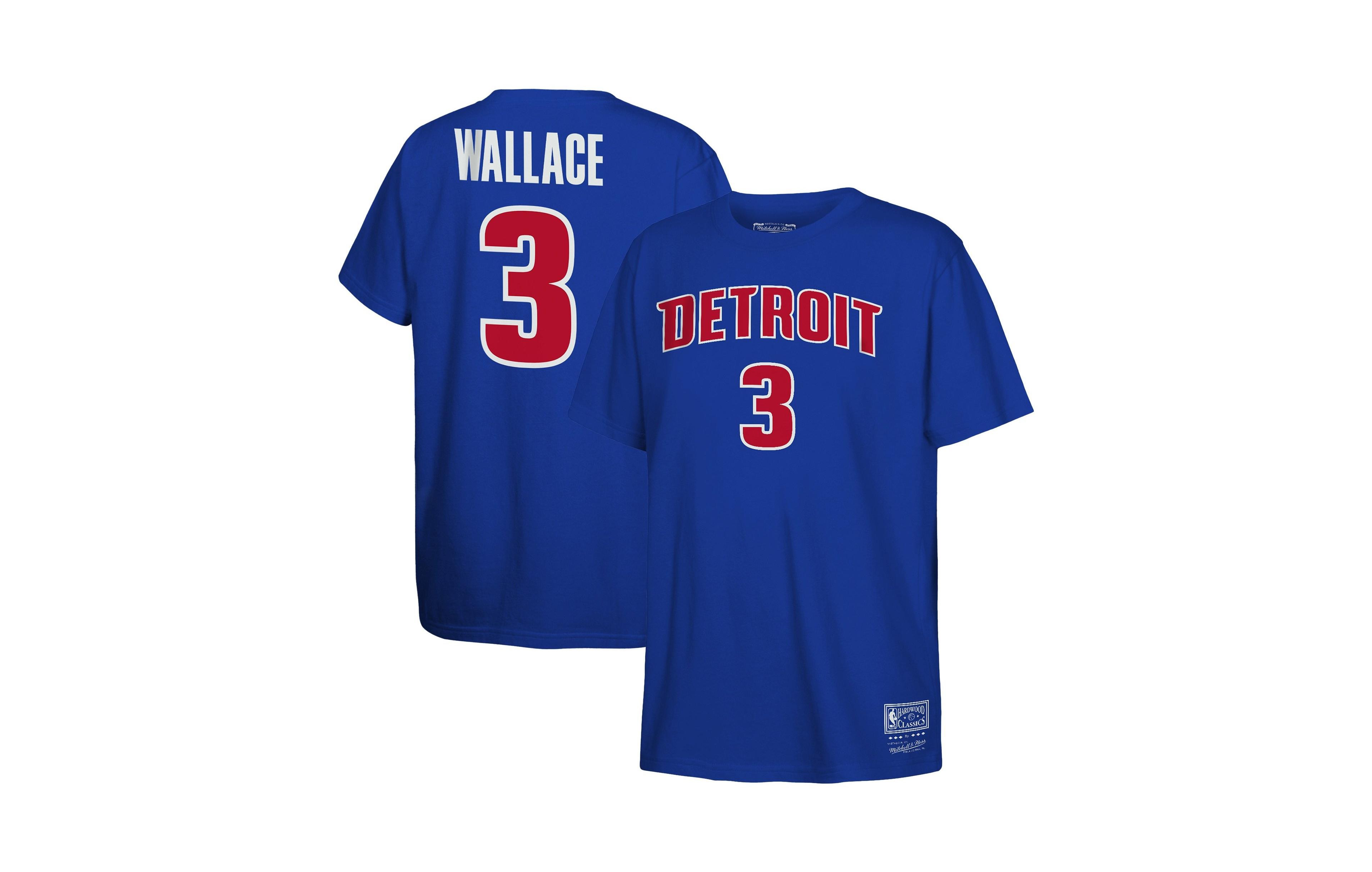 Mitchell & Ness Big Boys and Girls Ben Wallace Blue Detroit Pistons Hardwood Classics Name Number T-Shirt