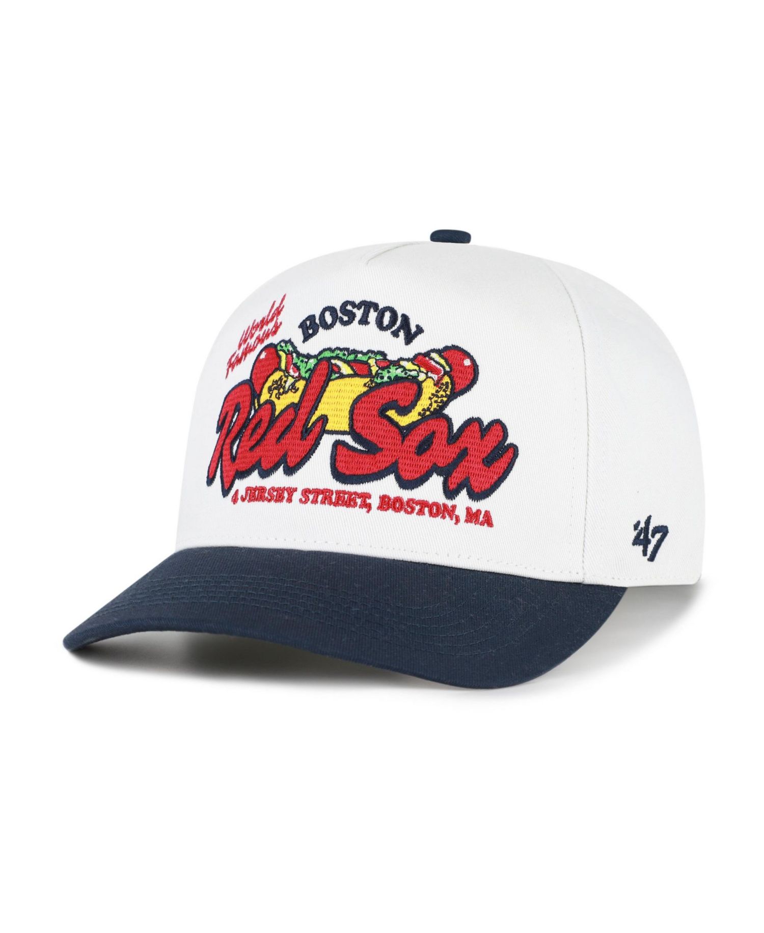Men's '47 White/Navy Boston Red Sox Glizzy Collection Hitch Adjustable Hat