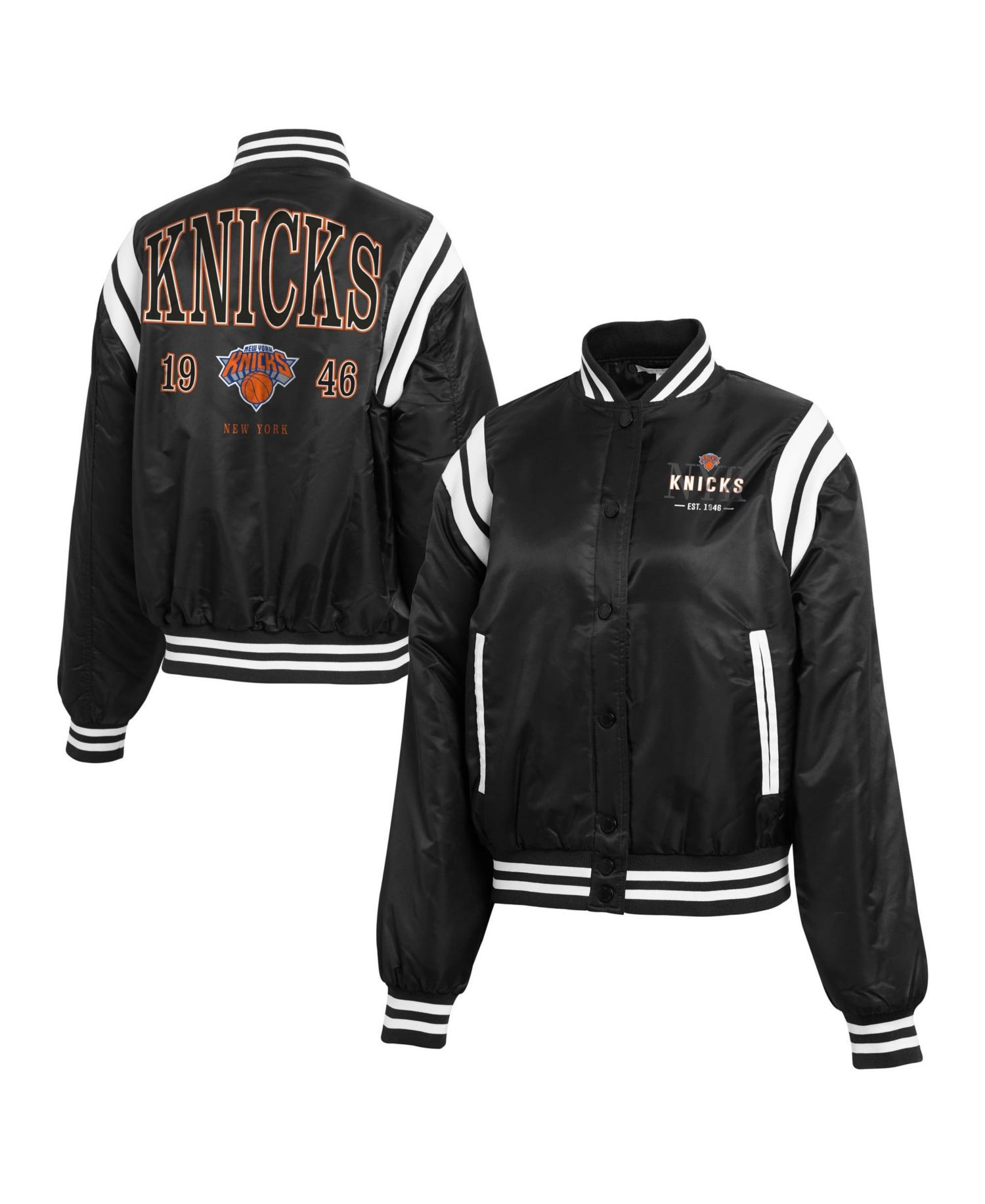 Women's Black New York Knicks Full-Zip Bomber Jacket