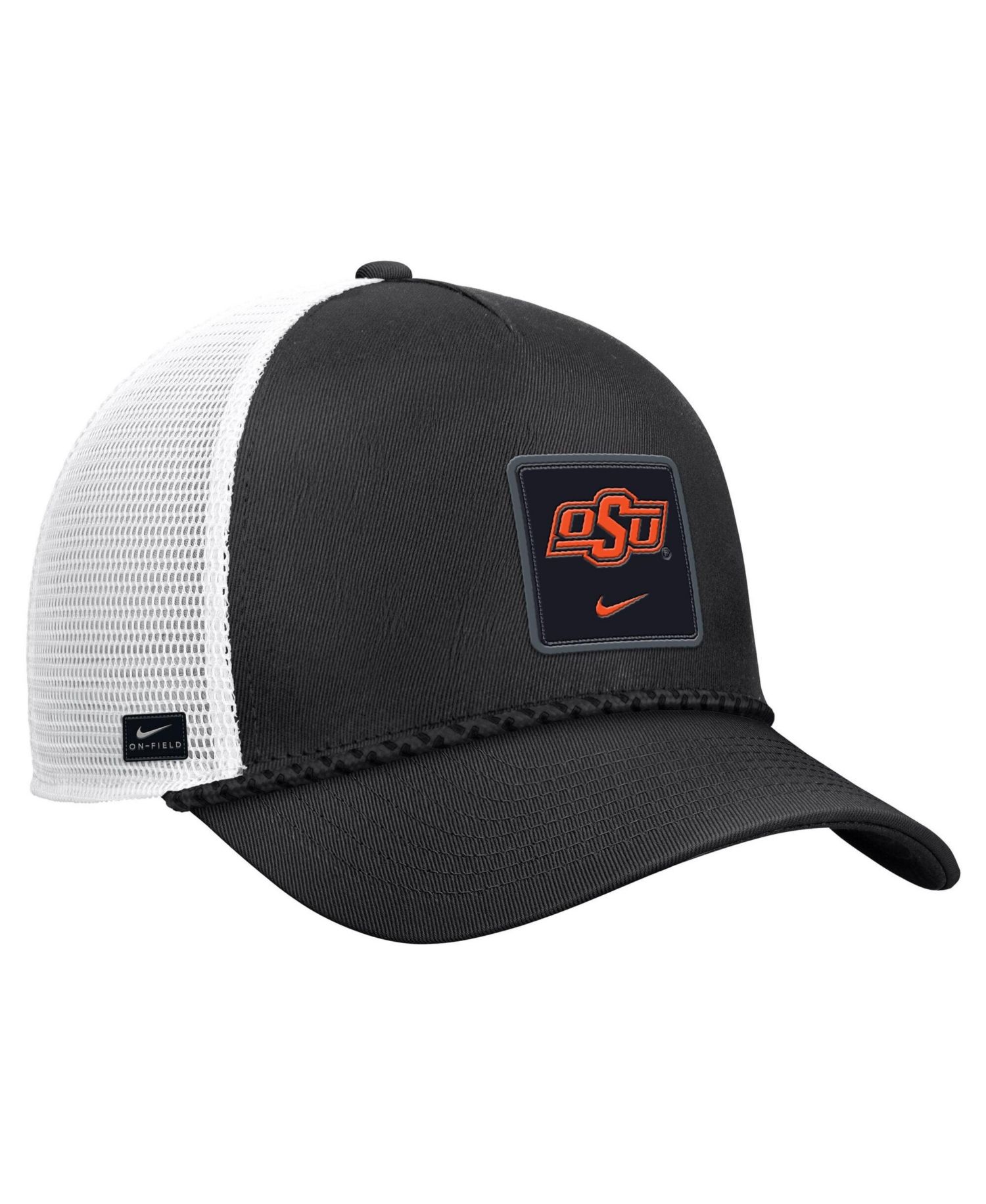 Men's Black Oklahoma State Cowboys 2026 On-Field Rope Adjustable Trucker Hat