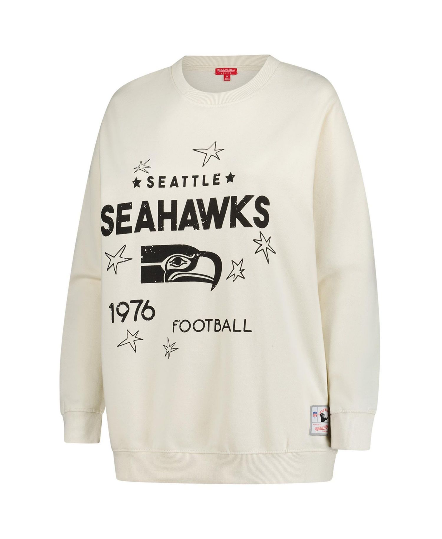 Women's Cream Seattle Seahawks Plus Size Shooting Star Sweatshirt
