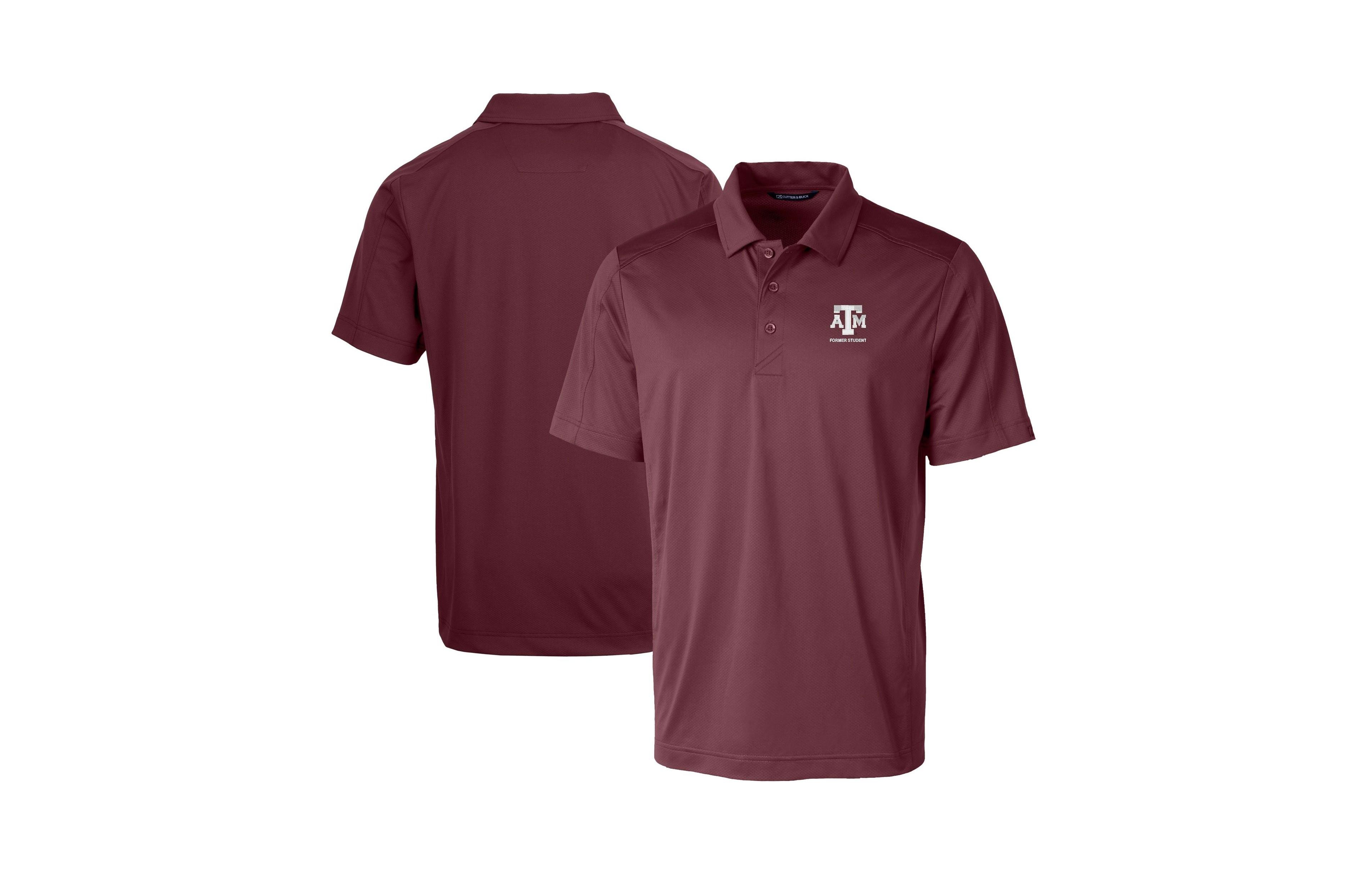 Cutter & Buck Men's Maroon Texas A&M Aggies Alumni Logo Prospect Textured Stretch Polo