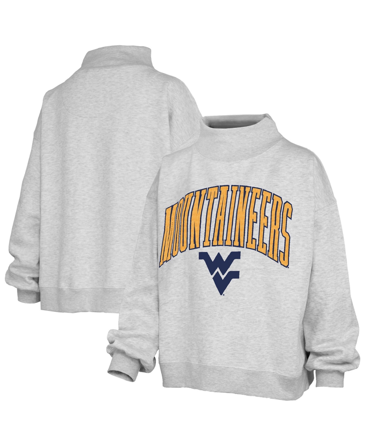 Pressbox Women's Gray West Virginia Mountaineers Nelson Texture Lingo Mock Neck Fleece Sweatshirt