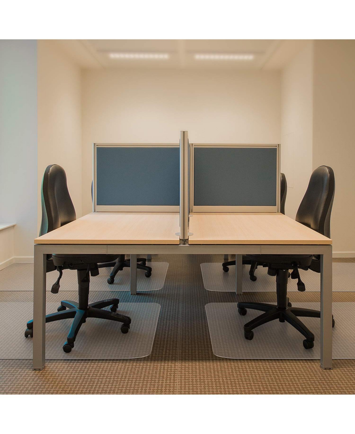 Danrong Thick Pvc Office Chair Mat For Low No Pile Carpeted Floors With Studs - 48" x 48" rectangle without lip