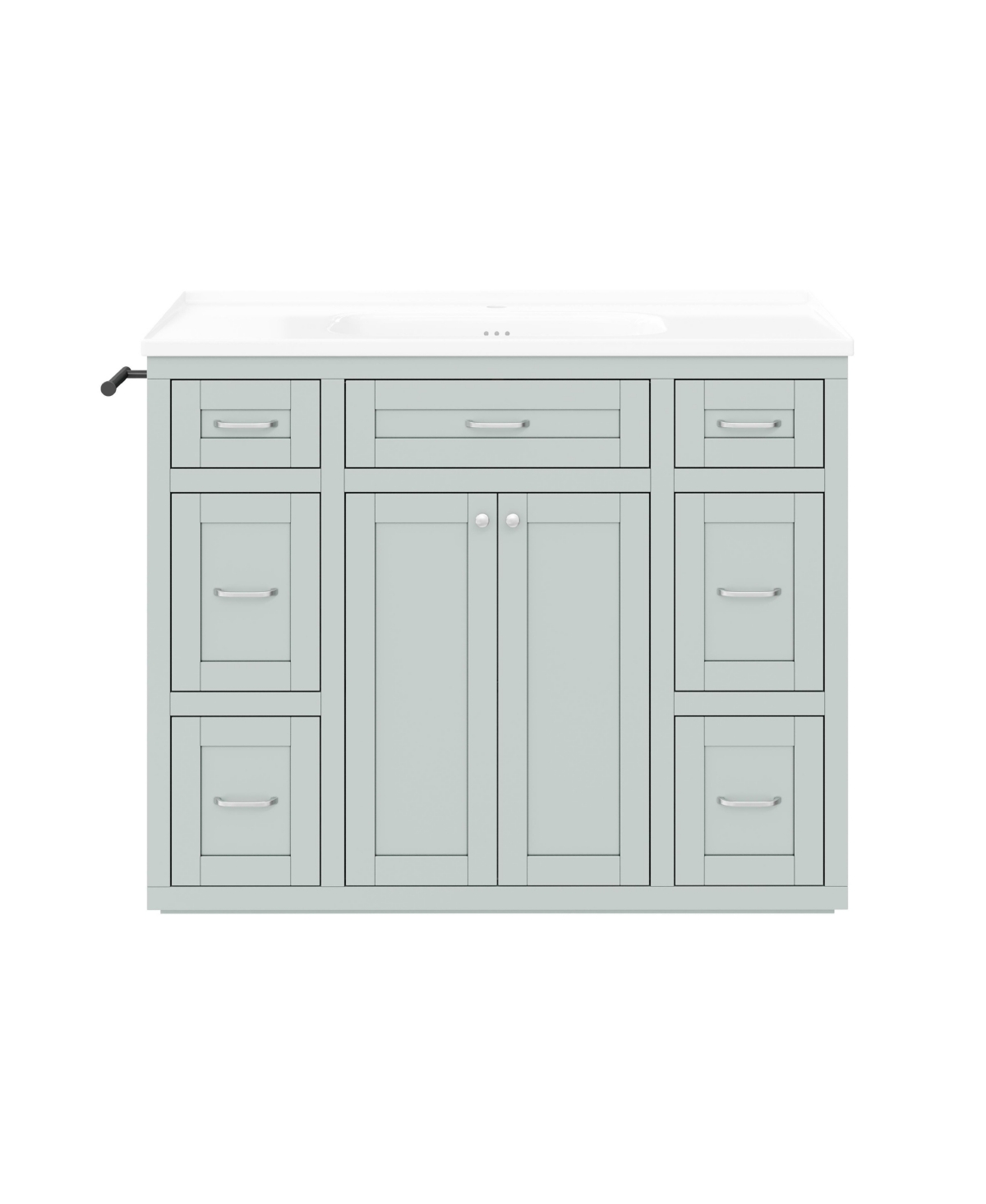 Busdays 48 Inch Bathroom Vanity with Ceramic Sink 6 Drawers Center Flip Out Drawer Soft Close Double Doors Reversible Towel Rack Handles