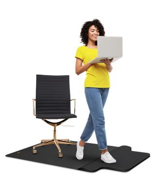 2 in 1 Sit Stand Desk Mat Dual Zone Anti Fatigue Cushioned Footrest Smooth Rolling