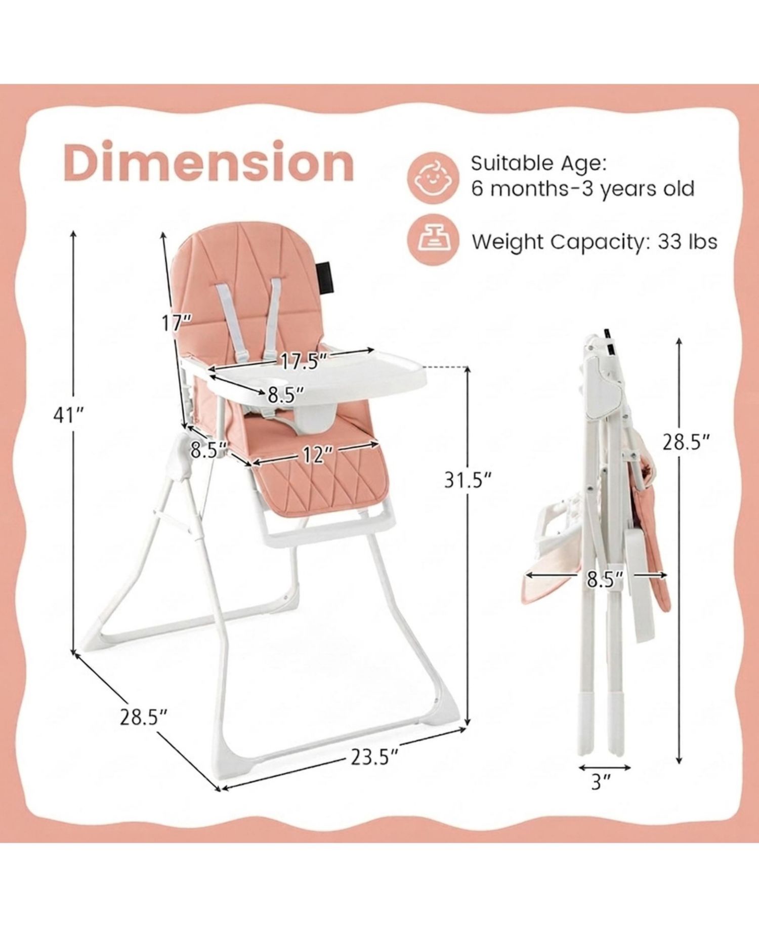 Foldable 5-Point Harness High Chair