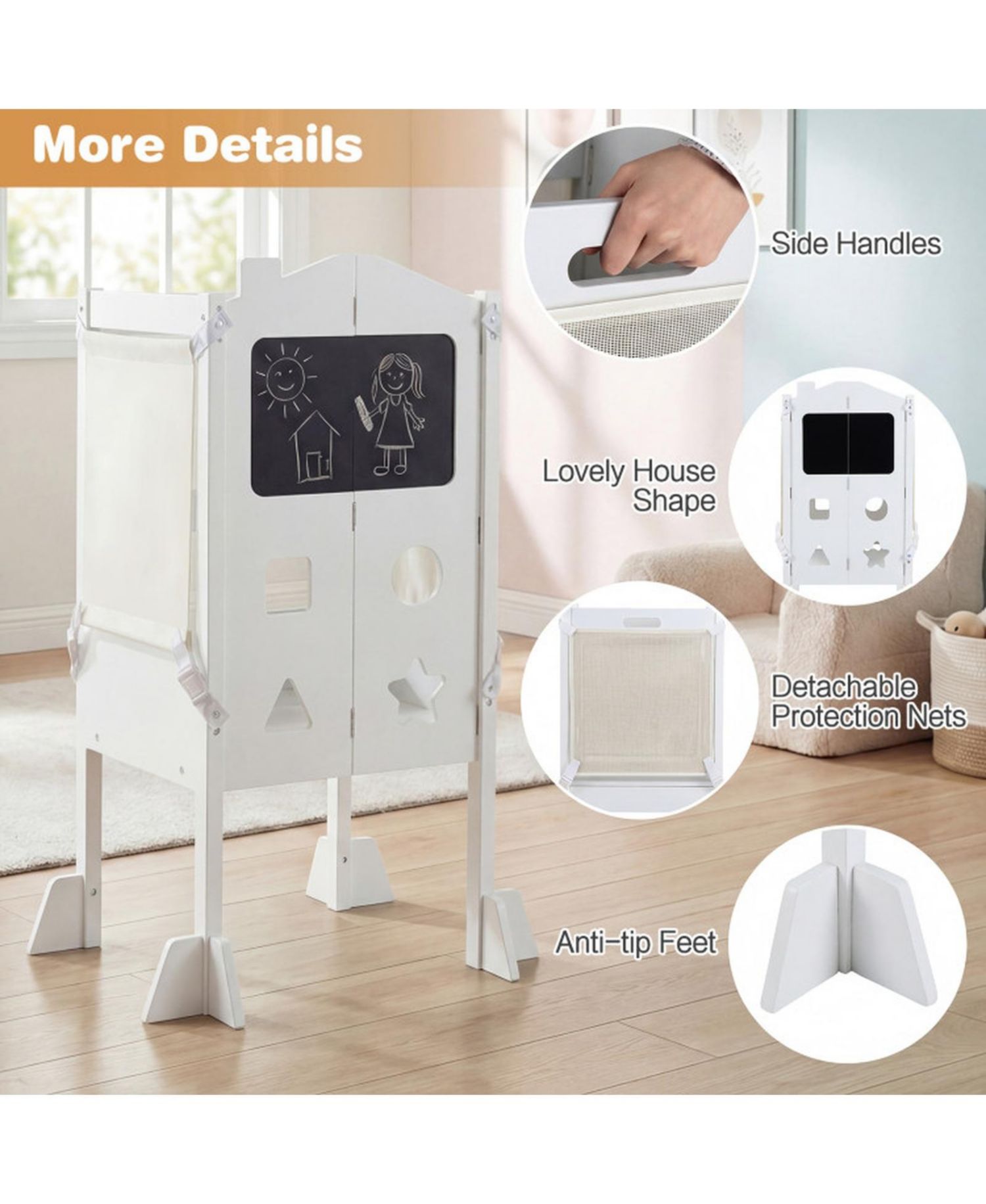 Toddler 3-in-1 Foldable Step Stool with Side Chalkboards