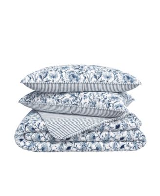 Floral Microfiber Quilt Set With Shams