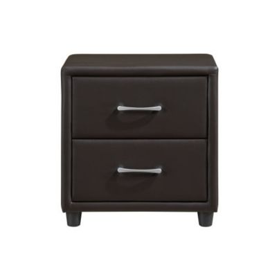  Faux Leather Nightstand with 2 Drawers, Contemporary Bedroom Storage Table