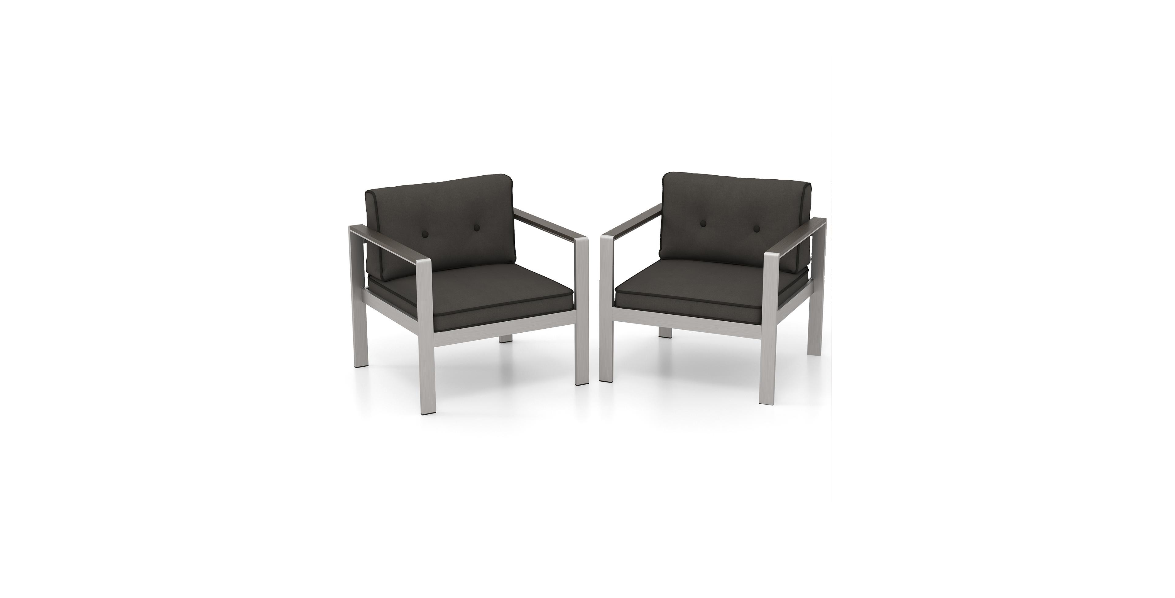 Costway 2 Piece Patio Aluminum Armchair Outdoor Single Sofa Chair with Cushions and Armrests