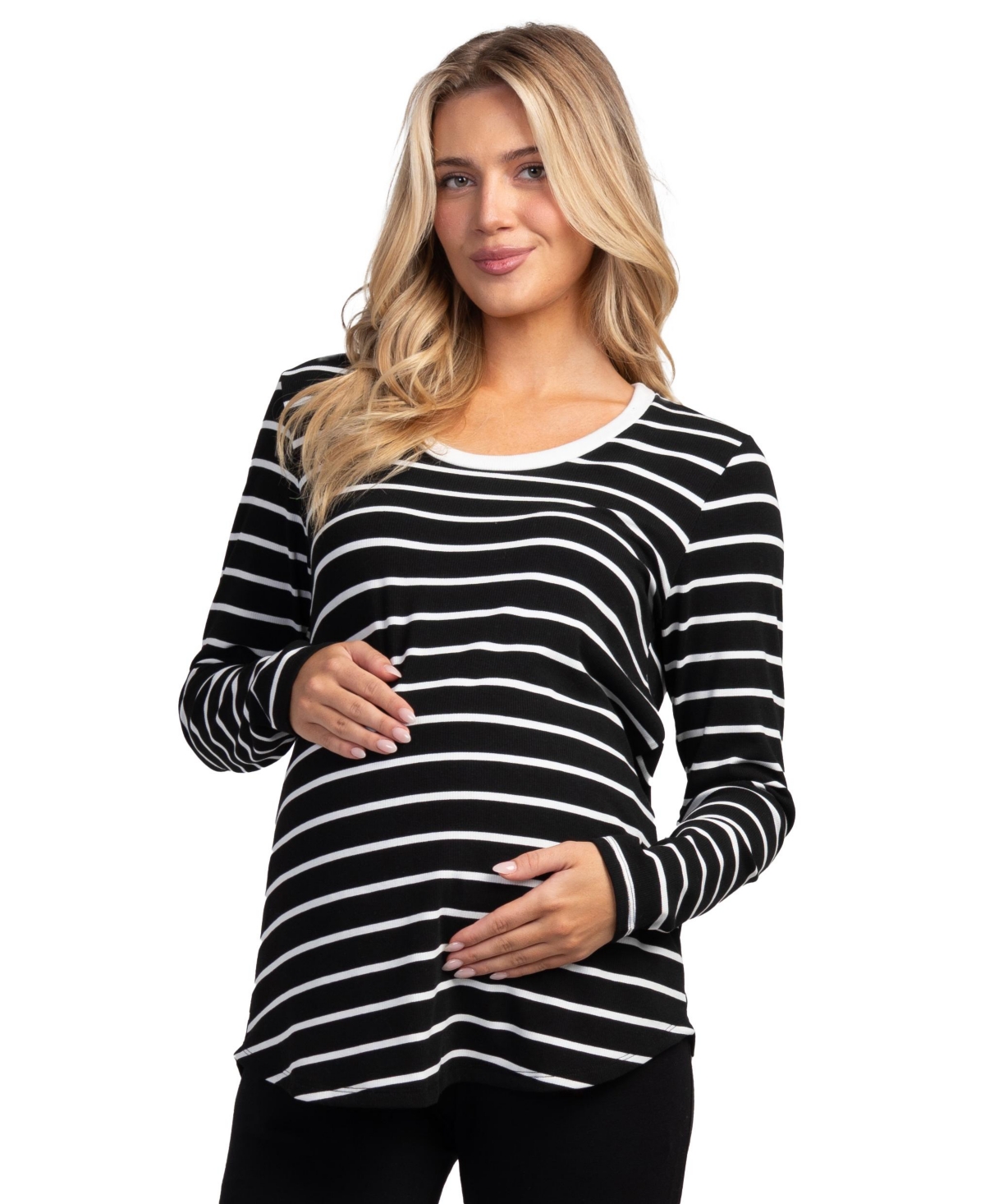 Hello Miz Maternity Striped Nursing Long-Sleeve Top