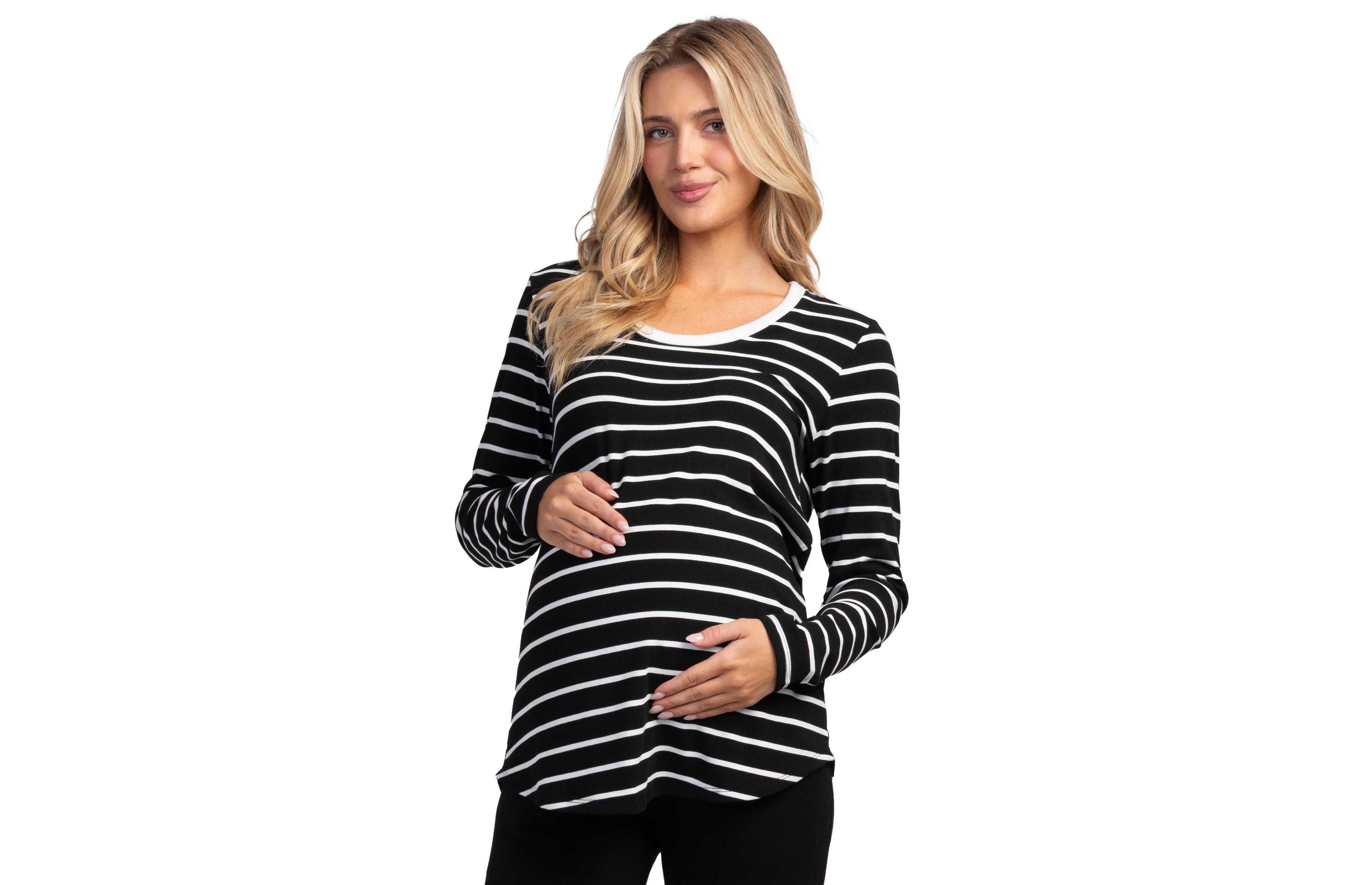 Hello Miz Maternity Striped Nursing Long-Sleeve Top