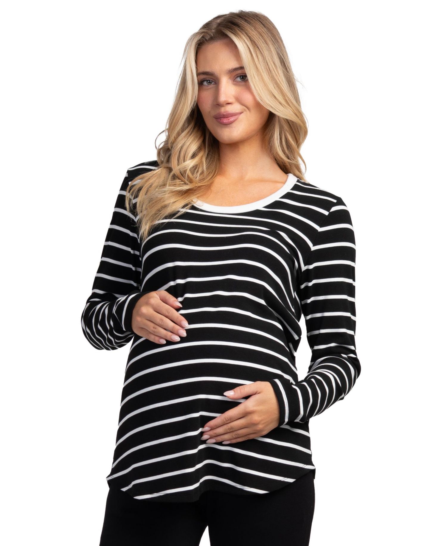 Maternity Striped Nursing Long-Sleeve Top