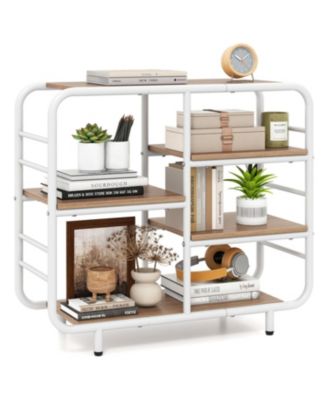 5-Tier Storage Organizer Open Book Shelf with Metal Frame