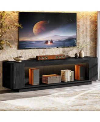 70.9-Inch TV Stand with LED Light Strip, Farmhouse Entertainment Center for 65/70/75/80-Inch TVs