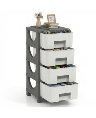 Plastic Storage Organizer with Compact Drawer Cabinet Side Table for Bedroom