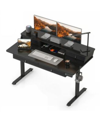 55 Inch Electric Standing Desk with 4 Fabric Drawers