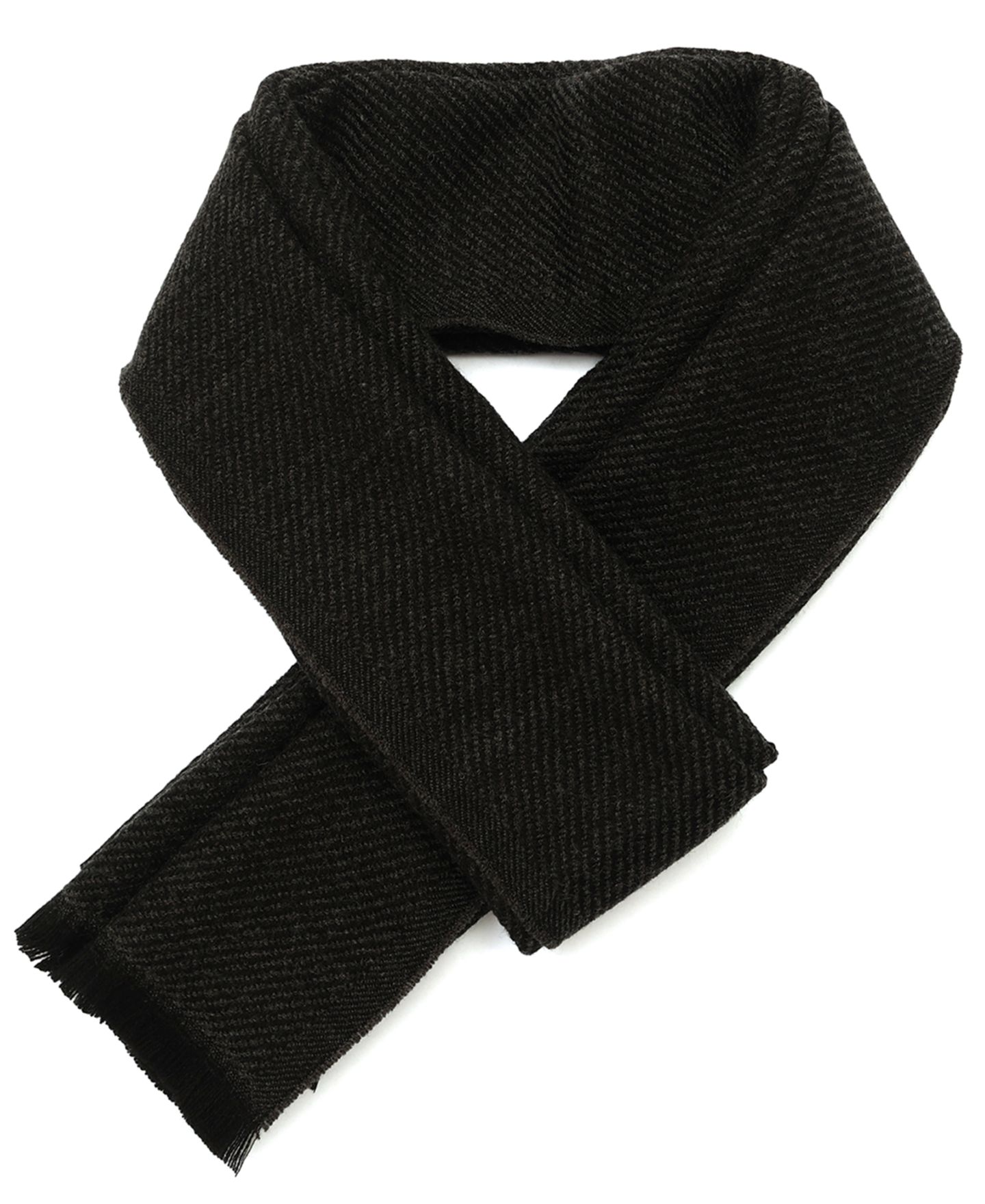 Мужской шарф Calvin Klein One Size Fringed Twill Yarn Dye Winter, цвет: Чёрный — фото 2