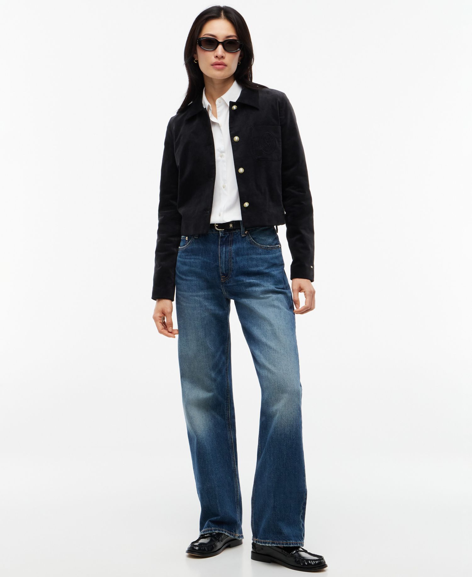 Women's Velvet Cropped Work Jacket