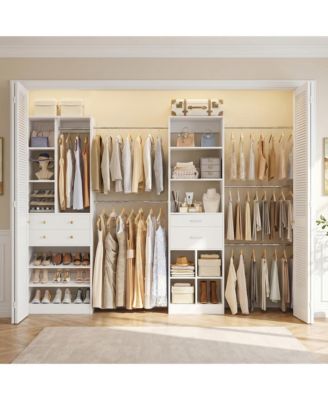 Walk-in Closet Organizer Set with 4-Drawers and Shelves, Up to 10.7 FT Closet System