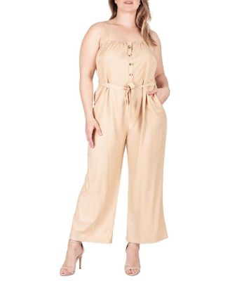 Plus Size Standards and Practices Adjustable Strap High Waist Jumpsuit