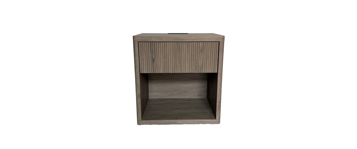 Flynama Alder Large Fluted Nightstand, Epa Certified Wood Mid-Century Bedside Table with Drawer and Open Space