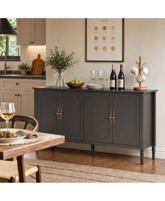 59" Vintage Buffet Sideboard Cabinet - Mid Century Modern Storage Cabinet with Shelves for Kitchen and Dining Room