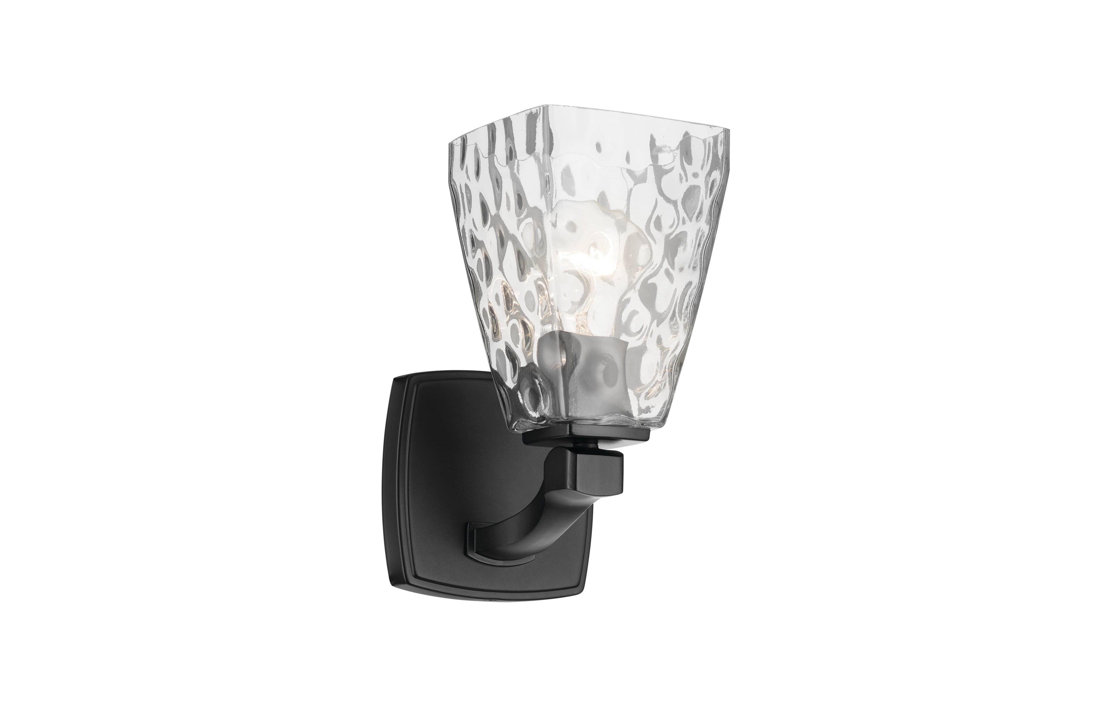 Kichler Marant Black Wall Sconce 1Lt with Clear Water Glass