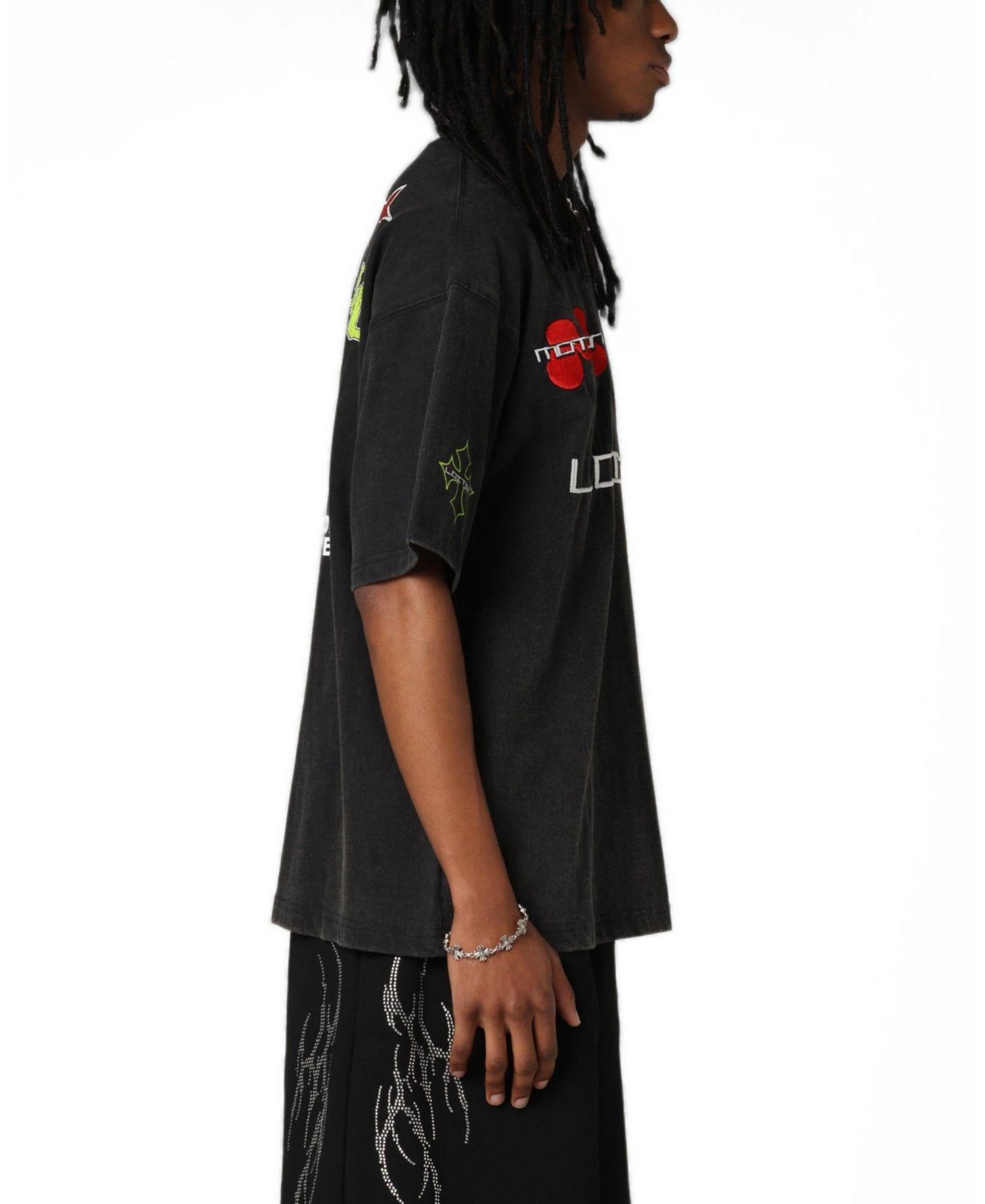 Men's Racing Oversized Graphic Faded-Wash T-Shirt