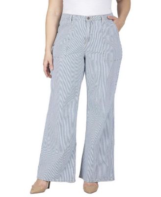 Women's Mona High-Rise Wide-Leg Striped Denim Pants