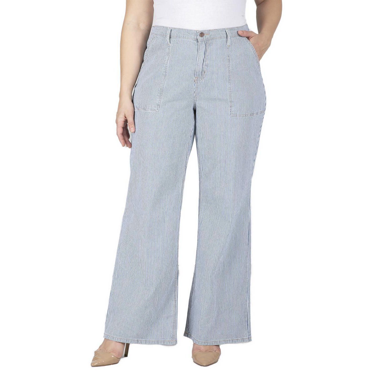 Women's Mona High-Rise Wide-Leg Striped Denim Pants