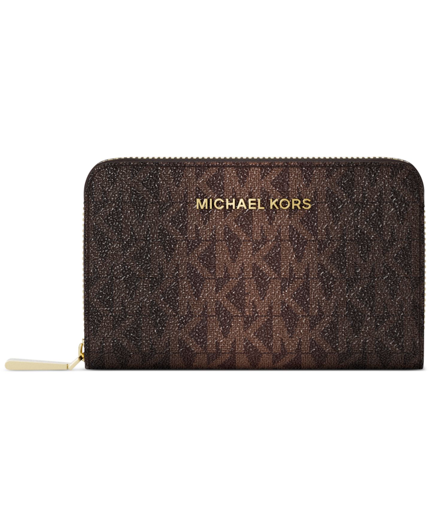 Женский кошелёк Michael Kors MICHAEL Jet Set Zip Around Card Case Wallet, цвет: Шоколадный — фото 1