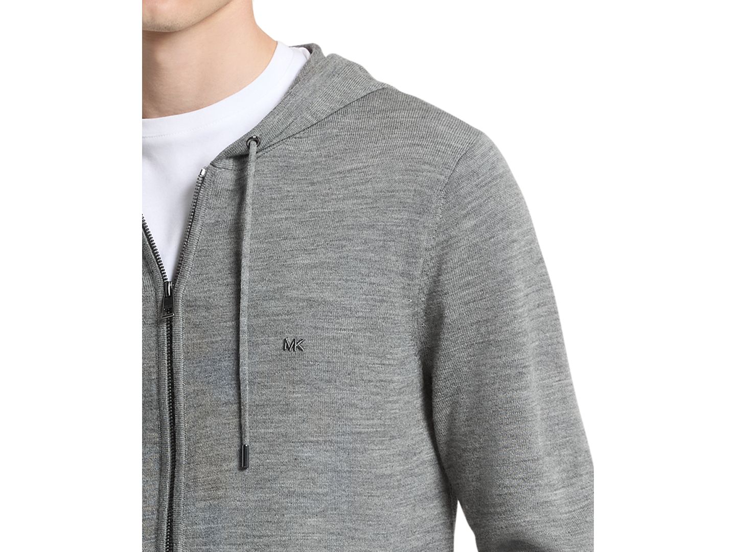 Мужское худи Michael Kors Core Merino Wool Zip-Up, цвет: Пепельный меланжевый — фото 2