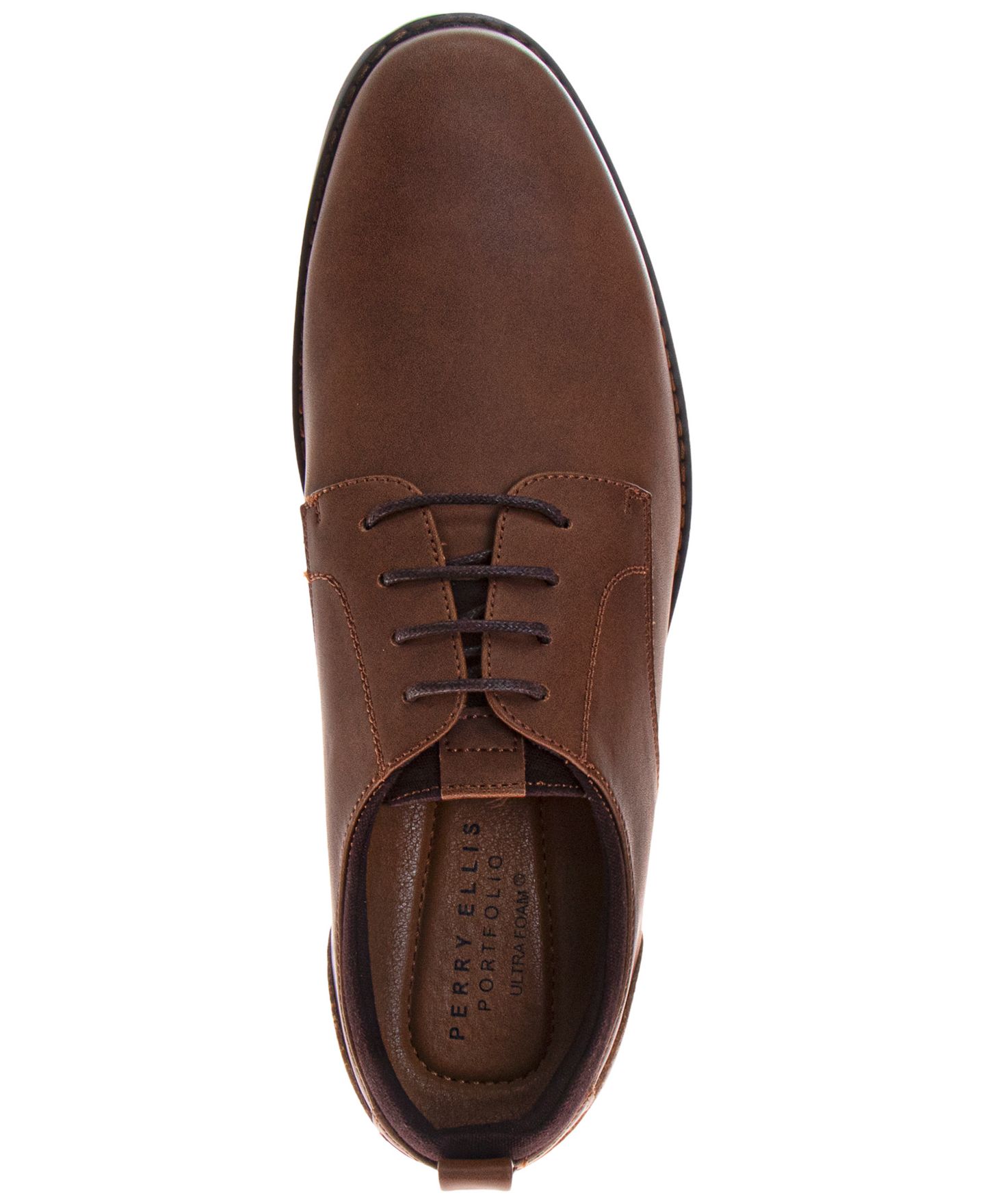 Обувь Perry Ellis Men's Classic Apron Toe Oxford Dress Shoes, цвет: Коричневый — фото 4