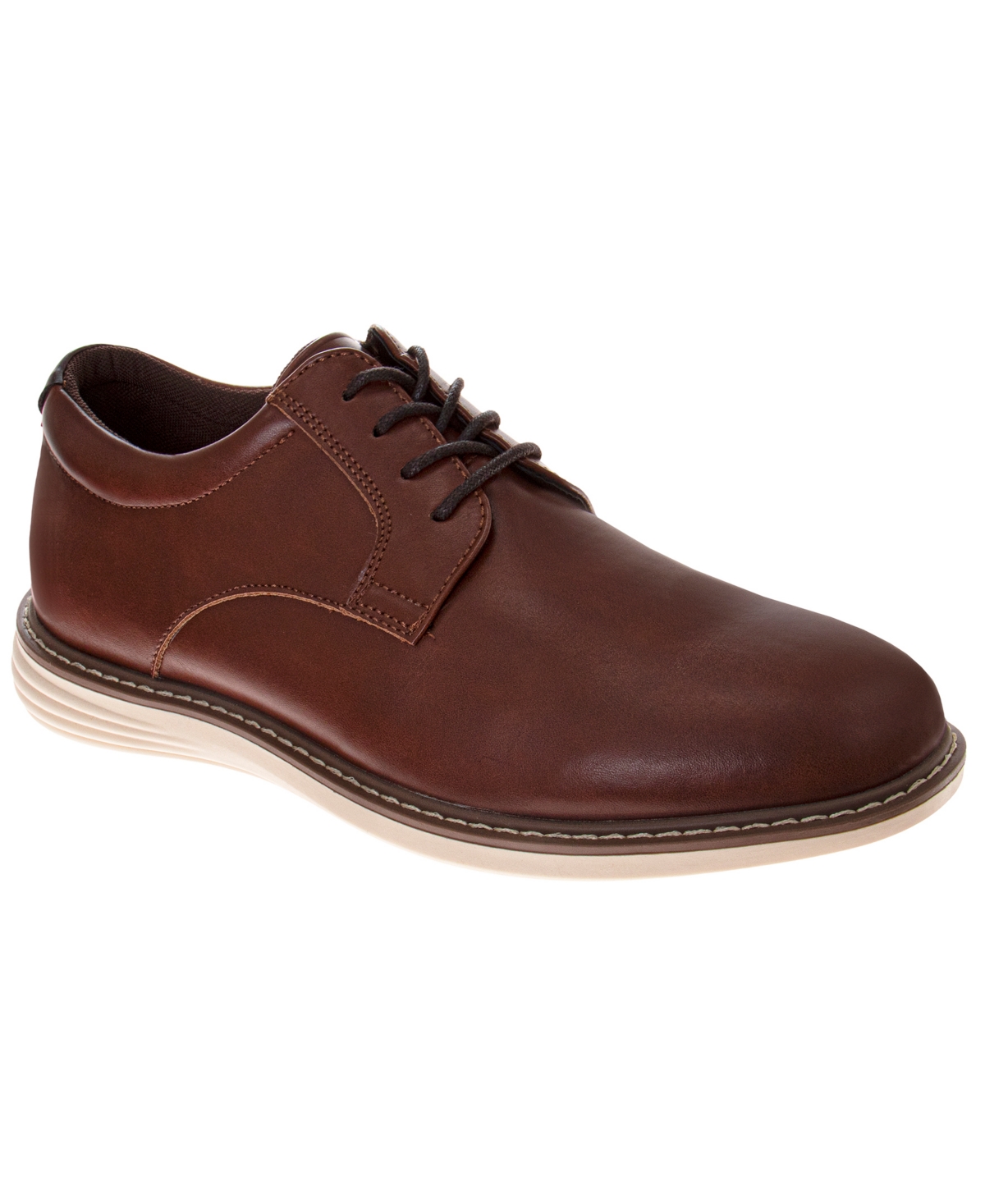 Perry Ellis Men's Business-Casual Lace-Up Faux Leather Oxfords - Brown