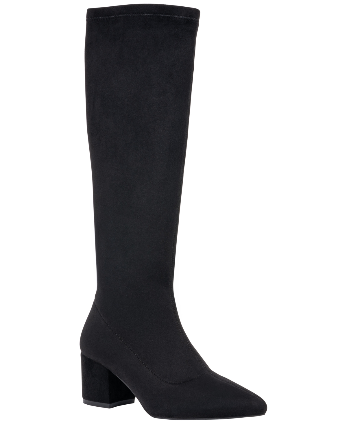 Gc Shoes Women's Riggs Block-Heel Pointed-Toe Faux Suede Knee High Boots - Black Suede