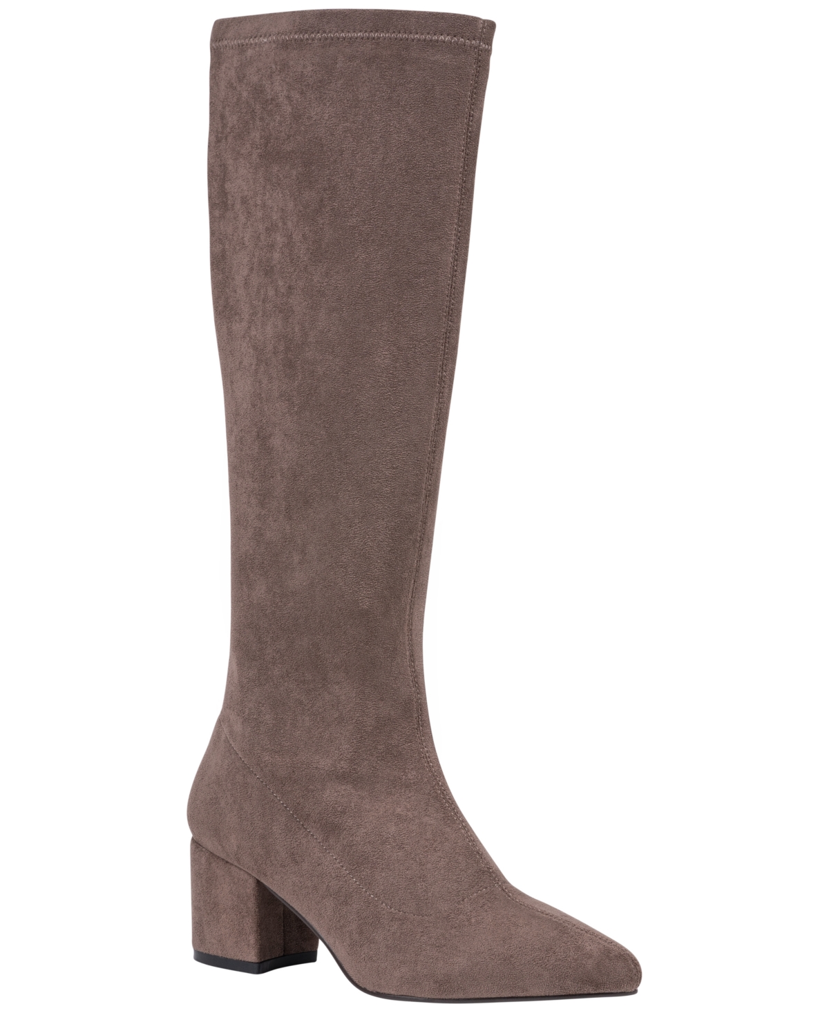 Gc Shoes Women's Riggs Block-Heel Pointed-Toe Faux Suede Knee High Boots - Taupe