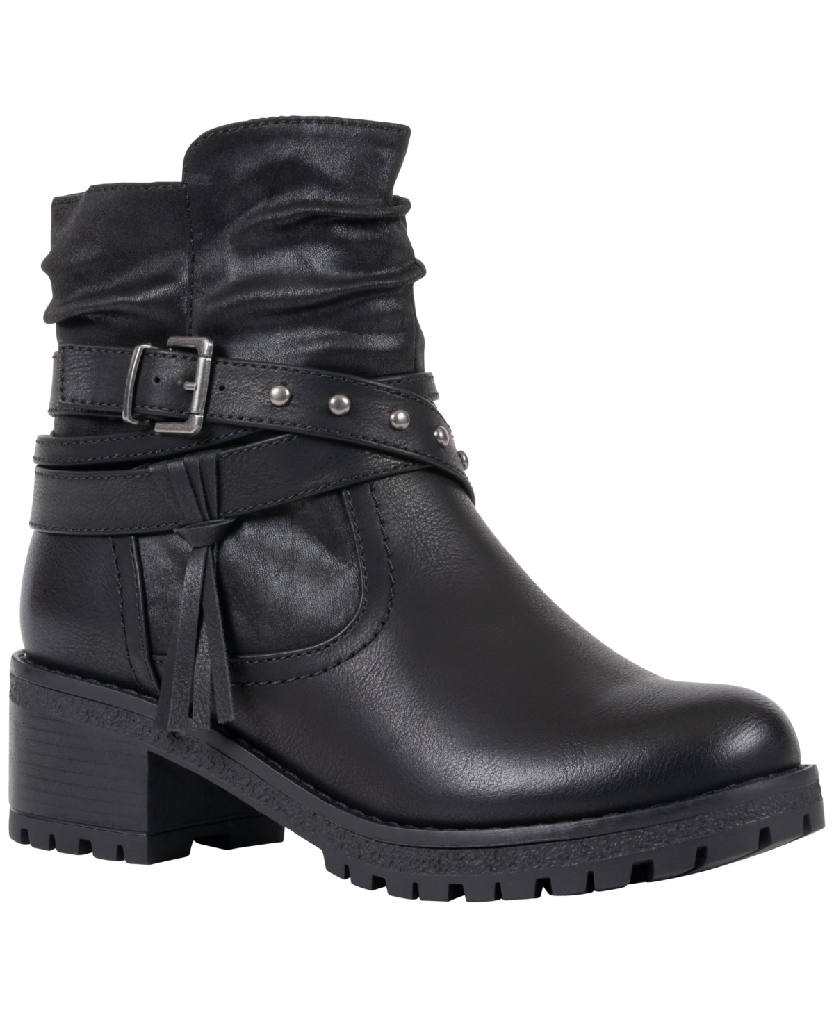 Gc Shoes Women's Pauline Faux Leather Studded Block-Heel Ankle Bootie