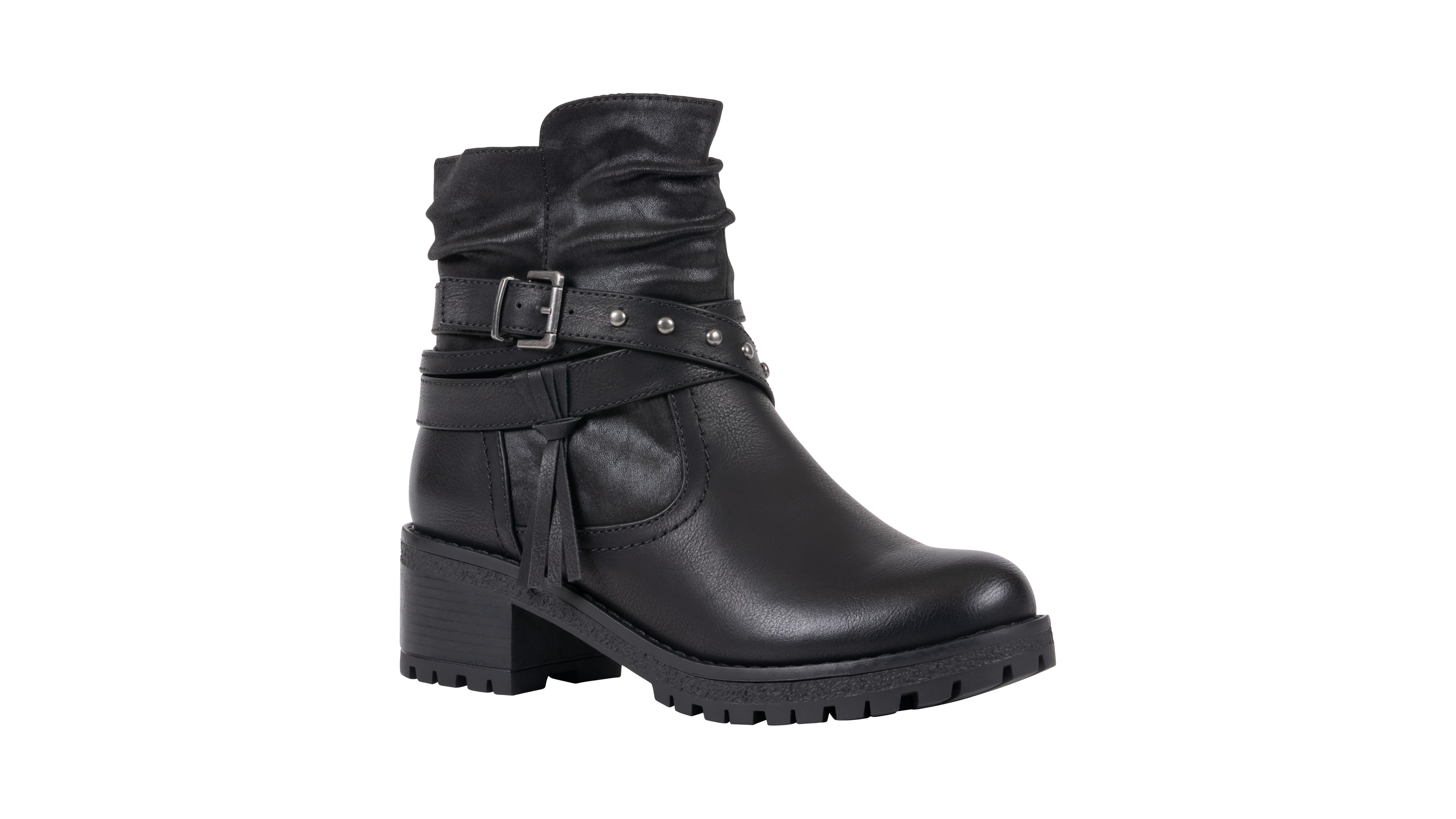 Gc Shoes Women's Pauline Faux Leather Studded Block-Heel Ankle Bootie