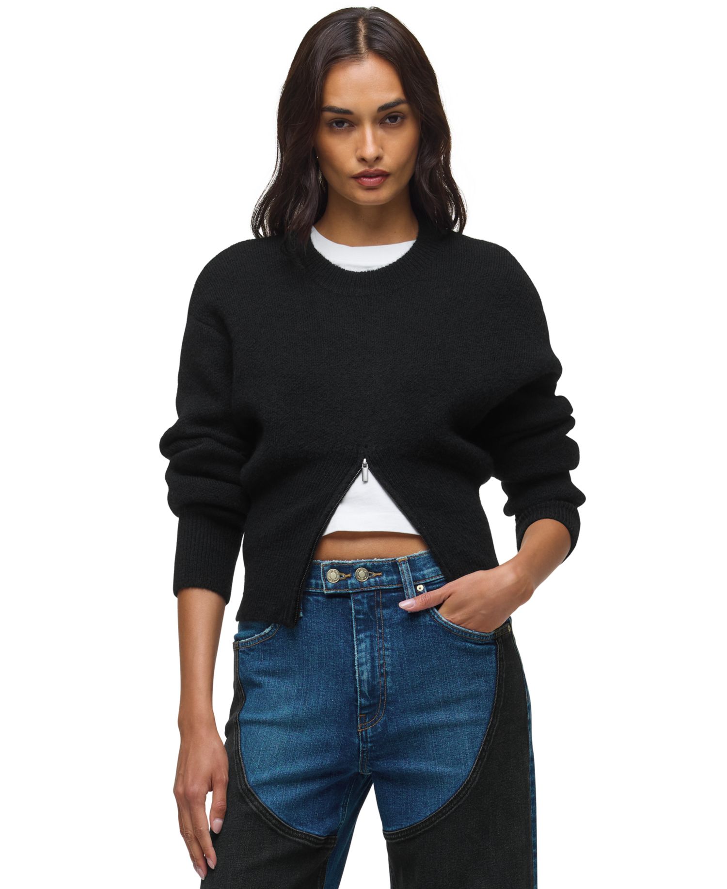 Women's Lizbeth Front-Zip Cropped Sweater