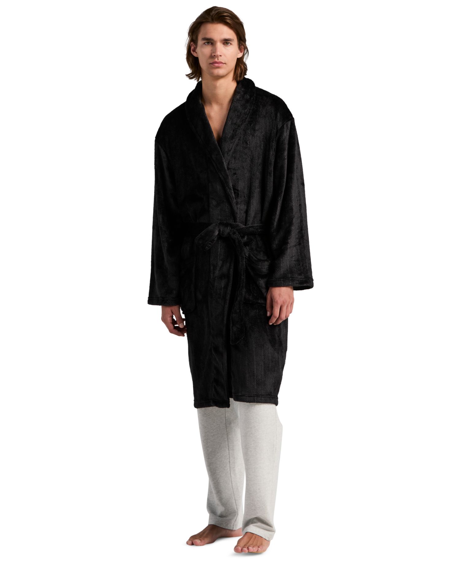 Men's Fleece-Herringbone Robe