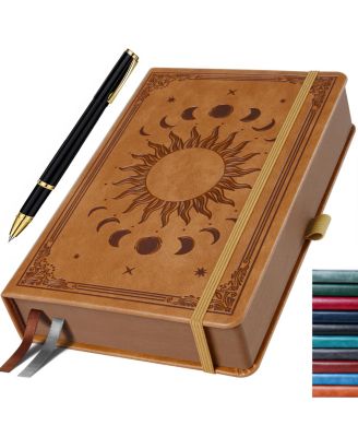 Lined Journal Sun Moon Design With Pen Holder Ribbon Bookmarks Pocket