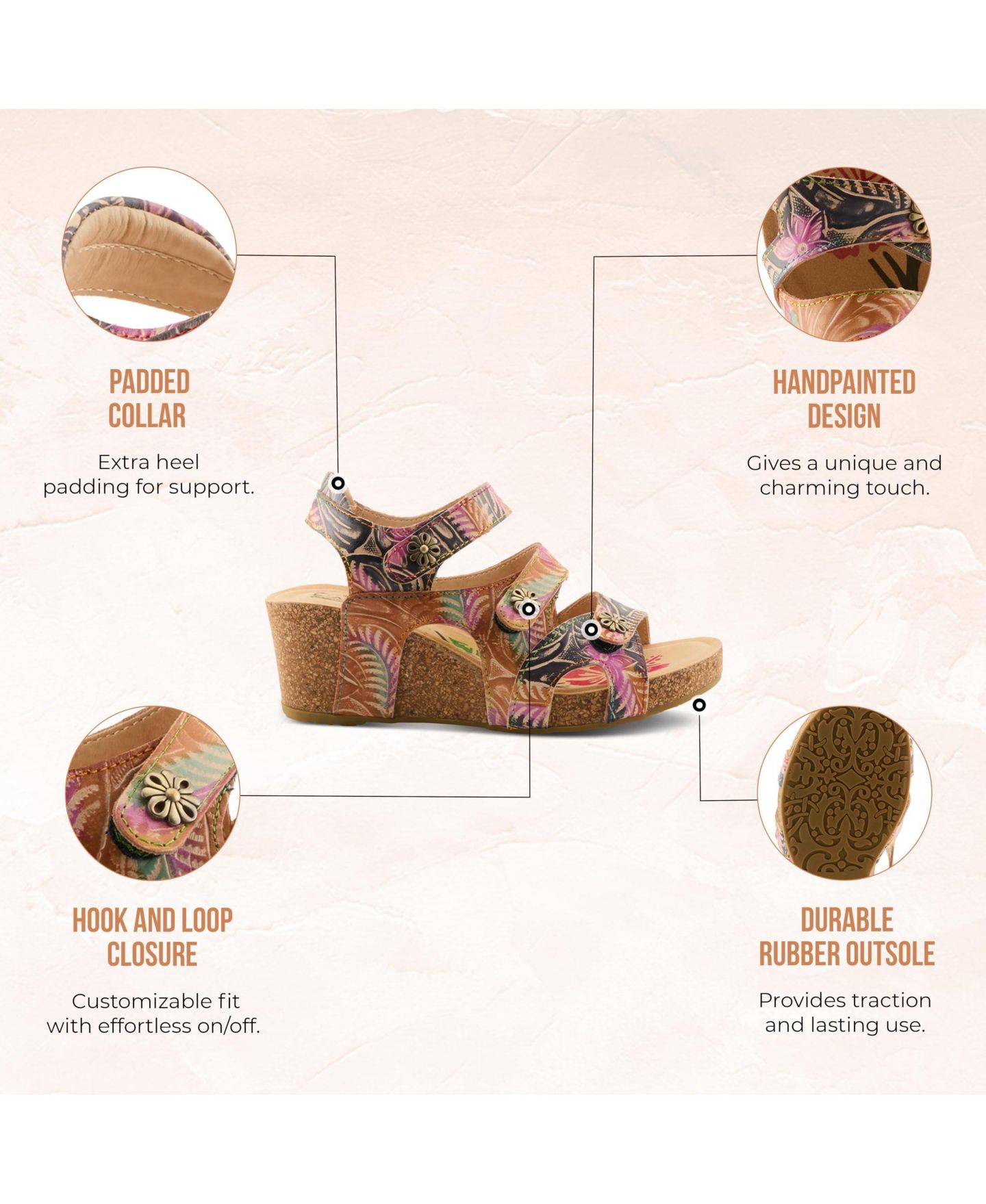 Женские сандалии L'Artiste Bonvoyage Wedge Sandal with Molded Footbed, цвет: Тёмно-синий разноцветный — фото 5