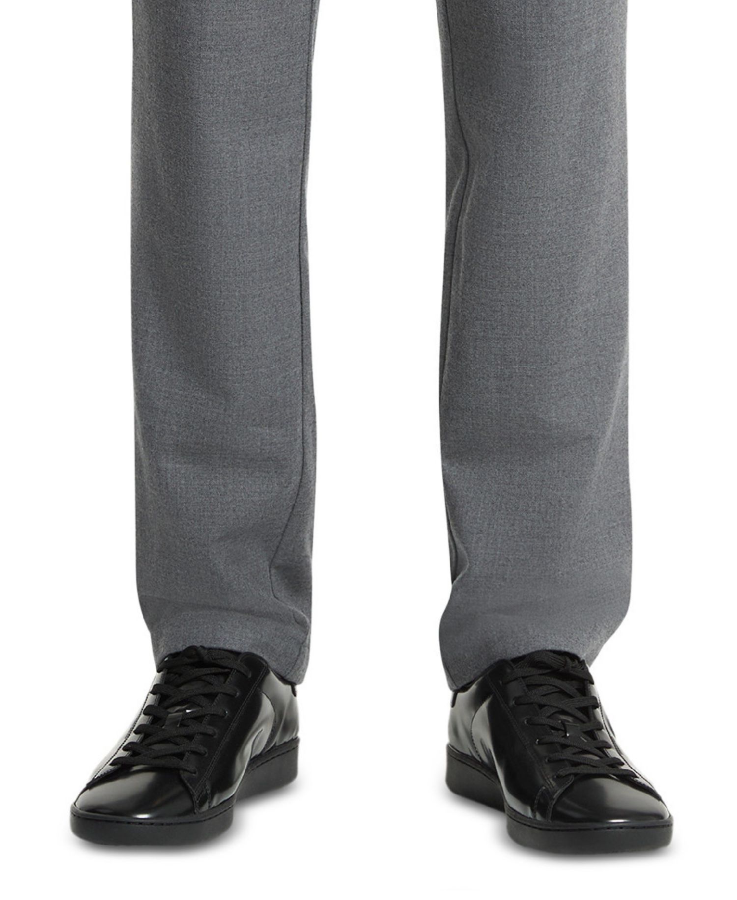 Men's Straight-Fit Wool-Blend Flat-Front Trousers