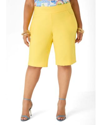 Plus Size Millennium Stretch-Twill Pull-On Bermuda Shorts, 13" Inseam